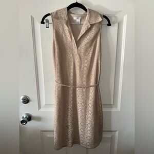 London Times Beige Lace Midi Dress